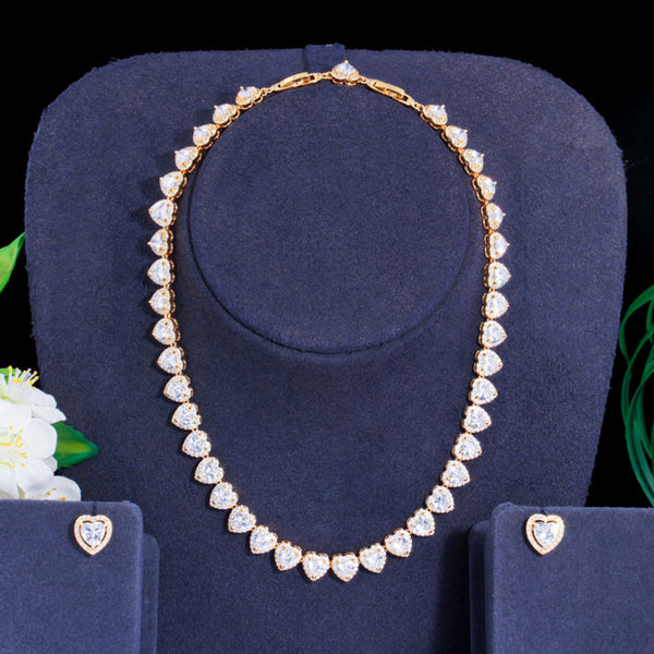 Conjuntos de joyas para novias: collar, gargantilla y pendientes redondos con dije de corazón