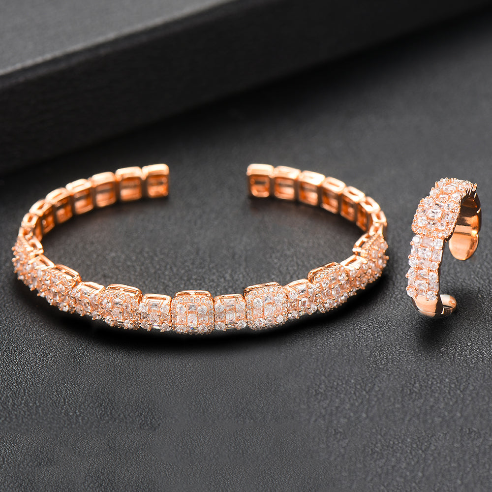 Trendy Luxury 2PCS  Stackable Bangle Ring Set For Women