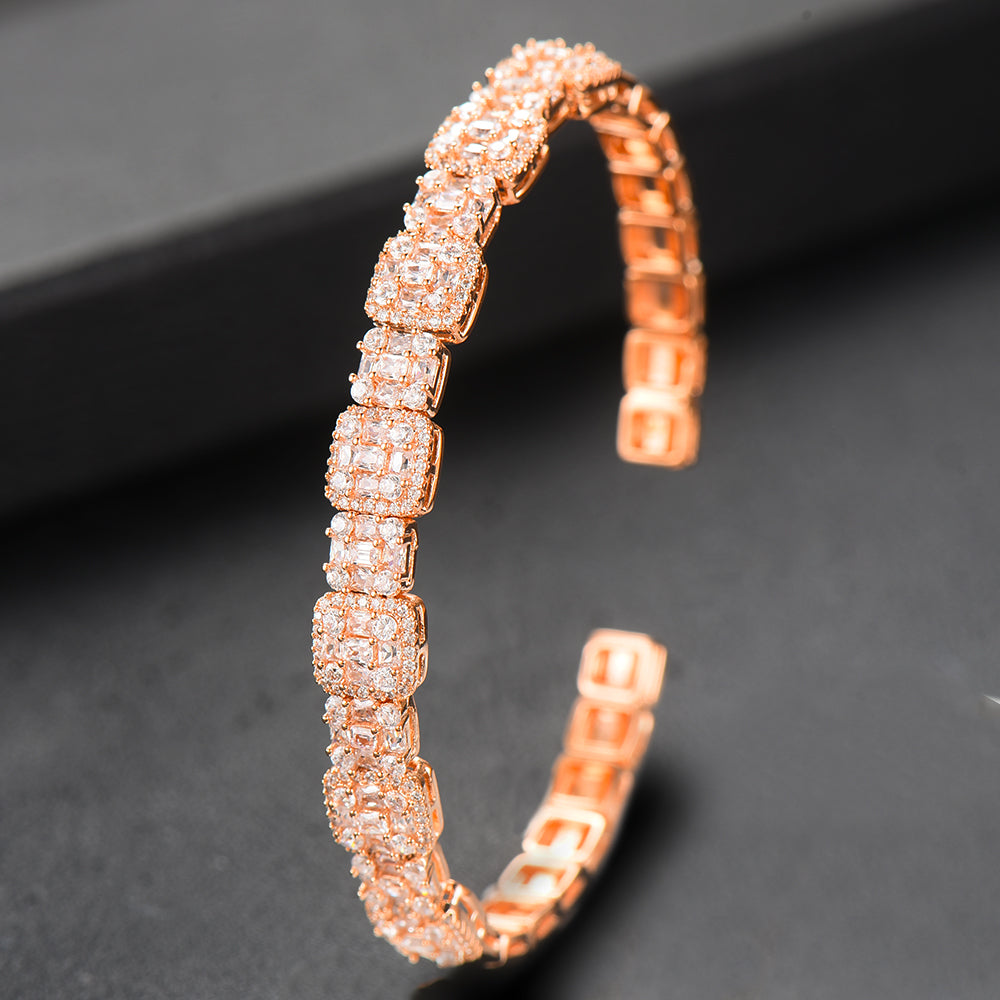 Trendy Luxury 2PCS  Stackable Bangle Ring Set For Women