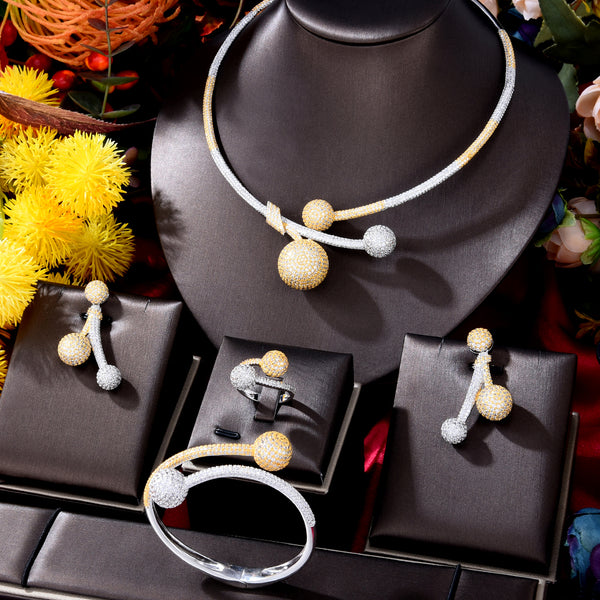4Pcs Bicolor BALL African Jewelry Sets for Women