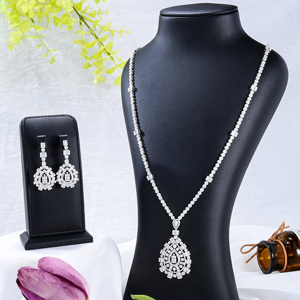 Luxury Waterdrop Necklace Earring Set Jewelry Set For Women