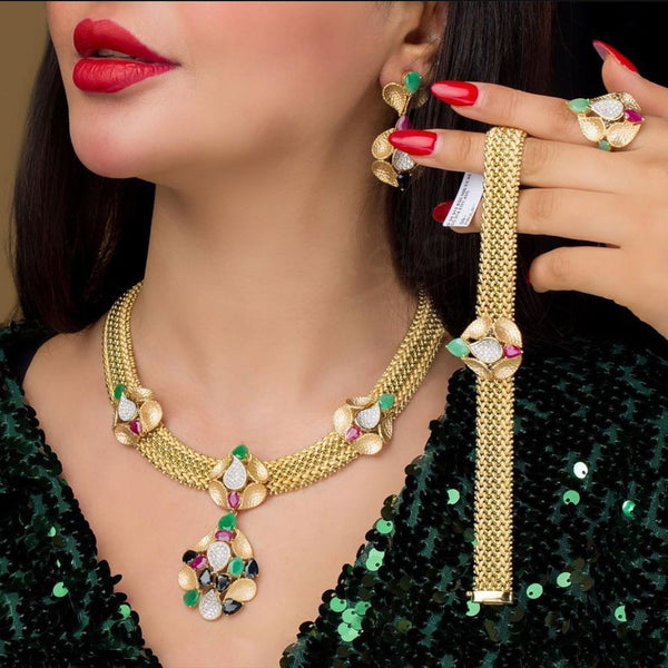 Fashion 4PCS Luxury Tassel African Jewelry Set For Women