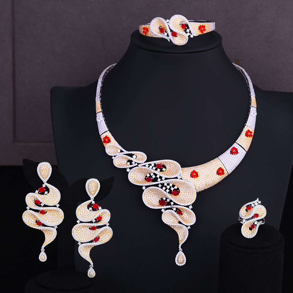 Luxury Geometry Dubai Gold Jewelry Sets Nigerian Wedding African Beads Bridal Jewellery Set