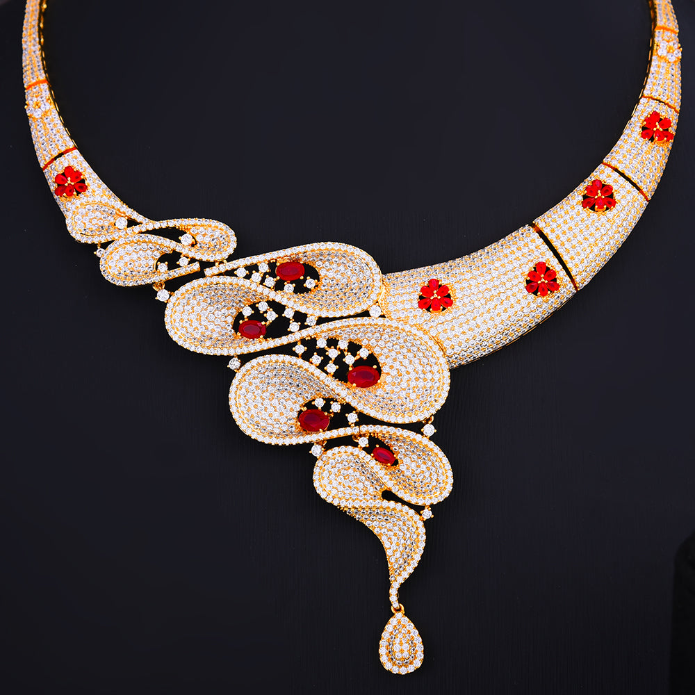 Luxury Geometry Dubai Gold Jewelry Sets Nigerian Wedding African Beads Bridal Jewellery Set