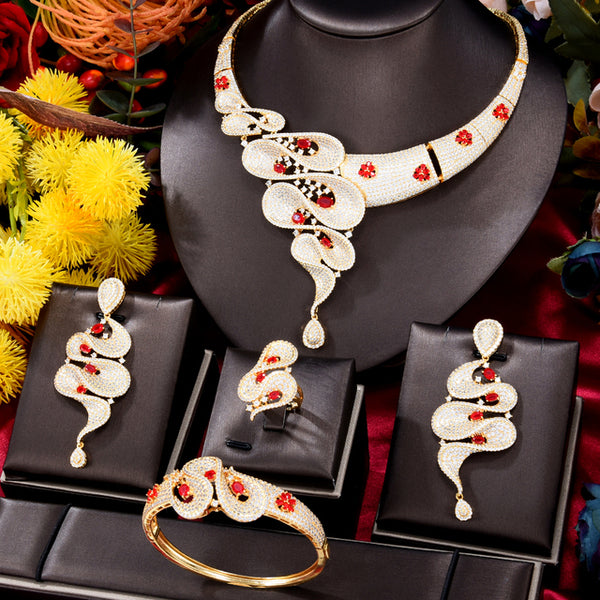 Luxury Geometry Dubai Gold Jewelry Sets Nigerian Wedding African Beads Bridal Jewellery Set