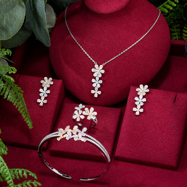 Luxury 4 PcsFlower Saudi Arabia Jewelry Sets For Women