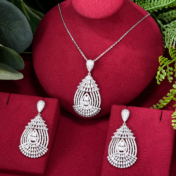 Trendy 2PCS Tricolor Necklace Earring Jewelry Set For Women
