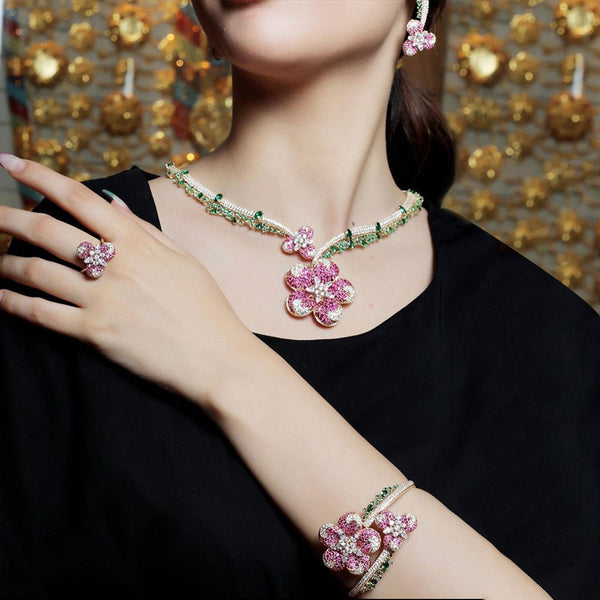 Trendy 4PCS Full Micro CZ Luxury African Jewelry Set For Women
