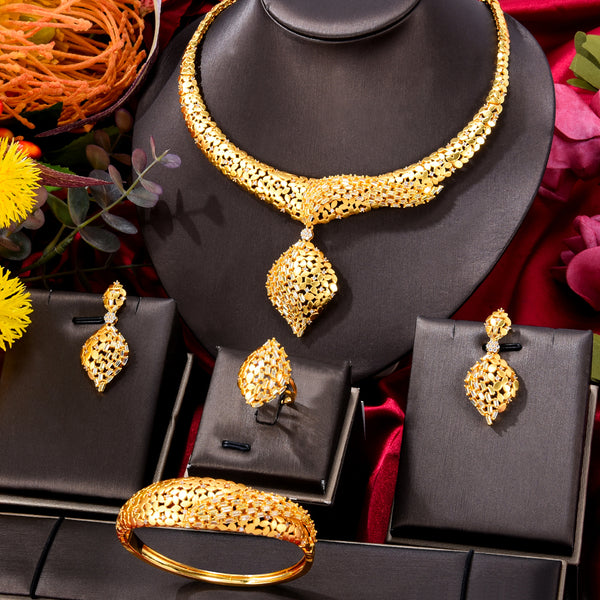 BIG Fashion 4PCS Luxury FLower African Jewelry Set For Women