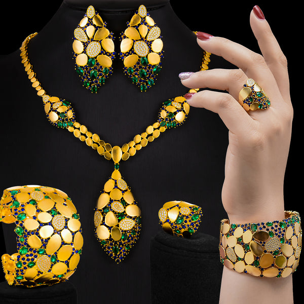 Bling Sequins Luxury Africa Dubai Jewelry Sets For Women