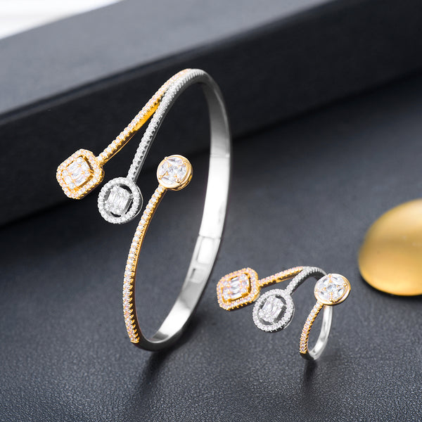 Luxury Geometry Bangle Ring Set