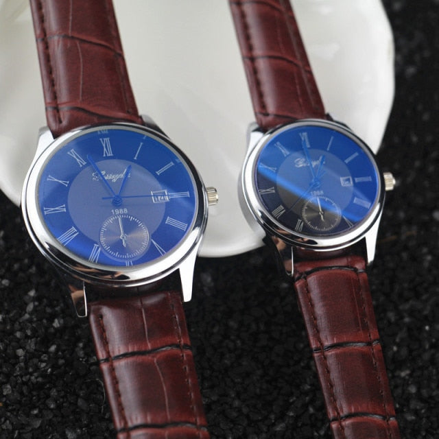 silver plating case fashion lover couple quartz watch