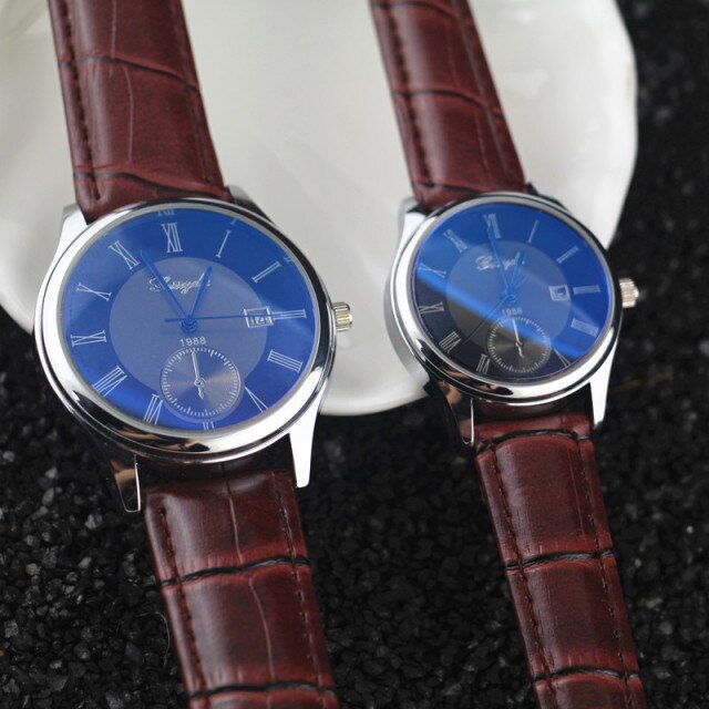 silver plating case fashion lover couple quartz watch