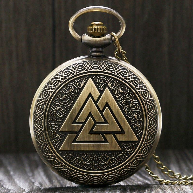 Three Interlocking Triangles Norse Mythology Antique Style Pocket Watch