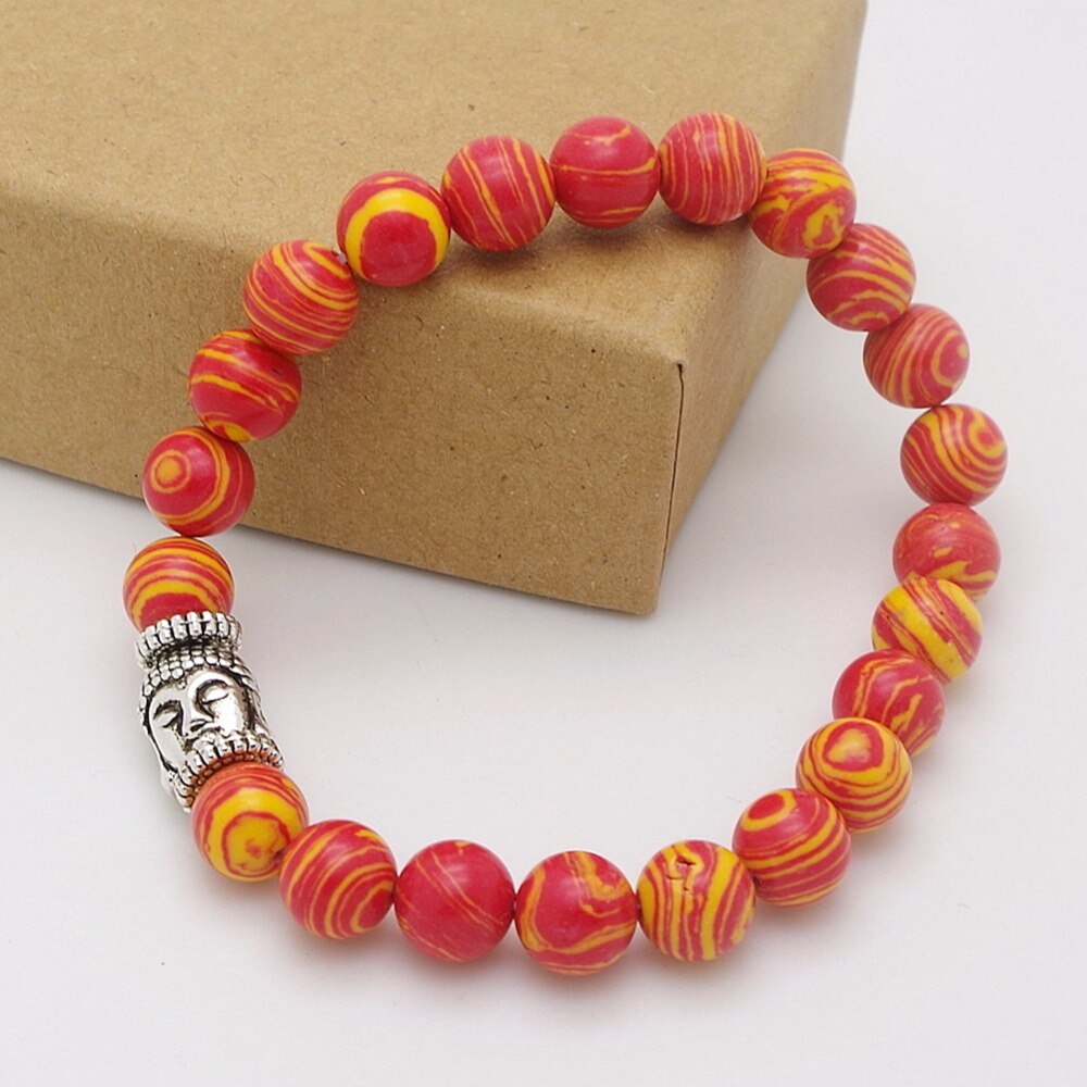 Red Natural Stone Bead Buddha Bracelets