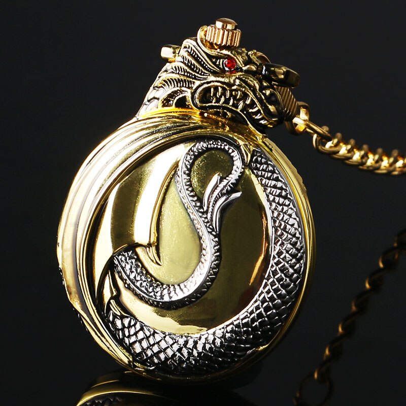 Vintage Gold Red Crystal Retro Red Garnet Inset  Luxury Necklace Pocket Watch