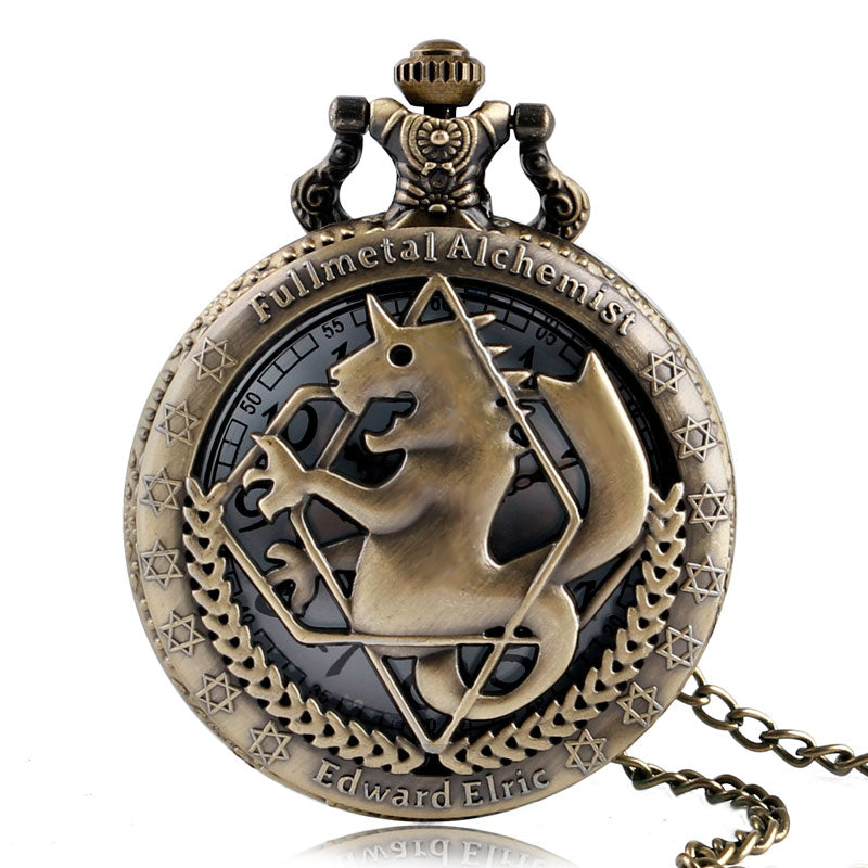 Fashion Full Metal Alchemist Copper Quartz Pocket Watch