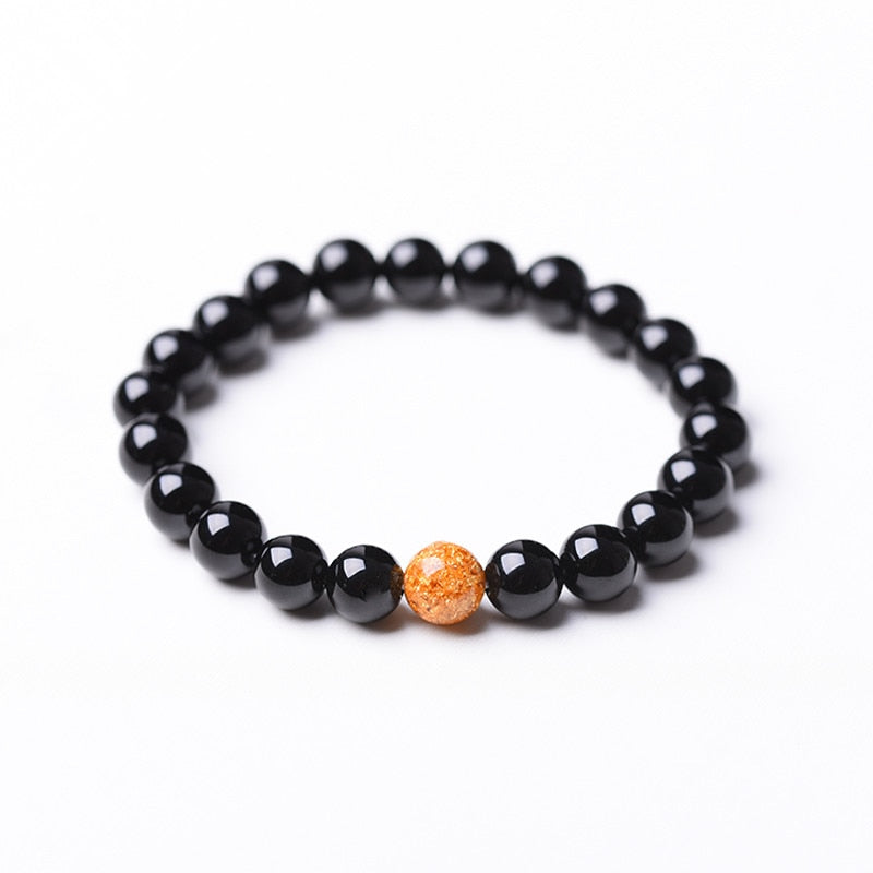 Natural Black Onyx Stone Beads Bracelets