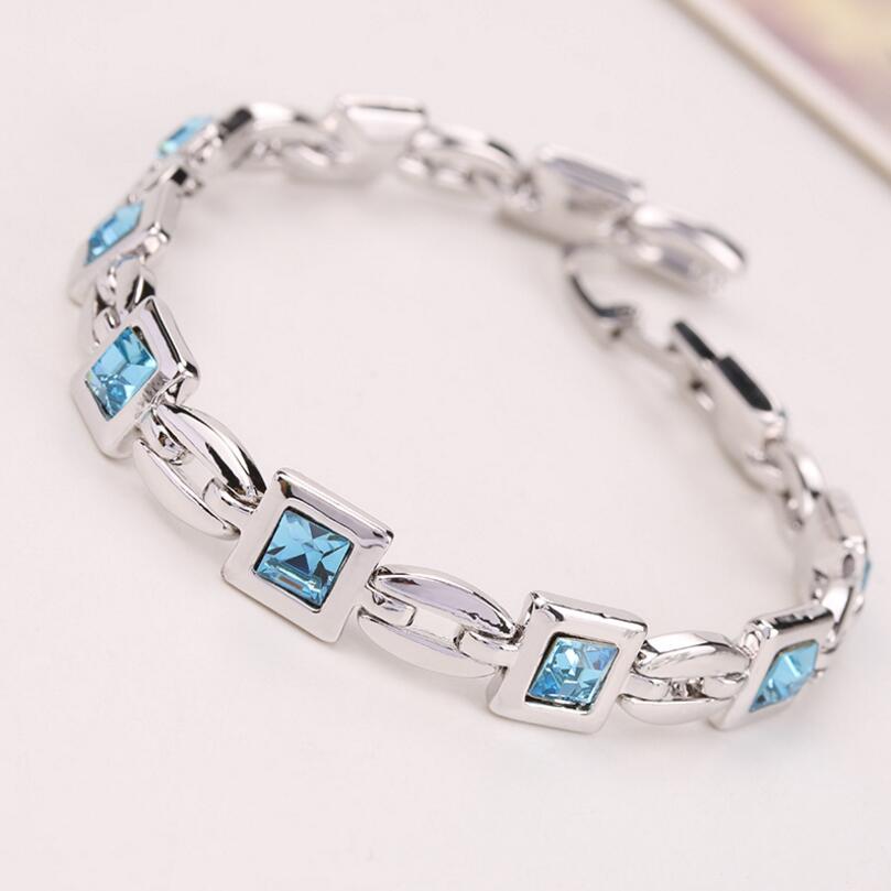 Fashion Romantic Square Crystal Charm Bracelet