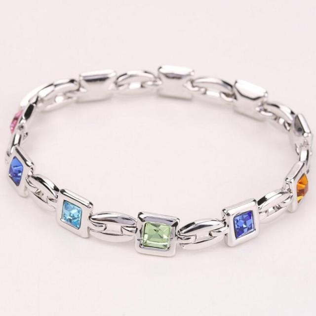 Fashion Romantic Square Crystal Charm Bracelet