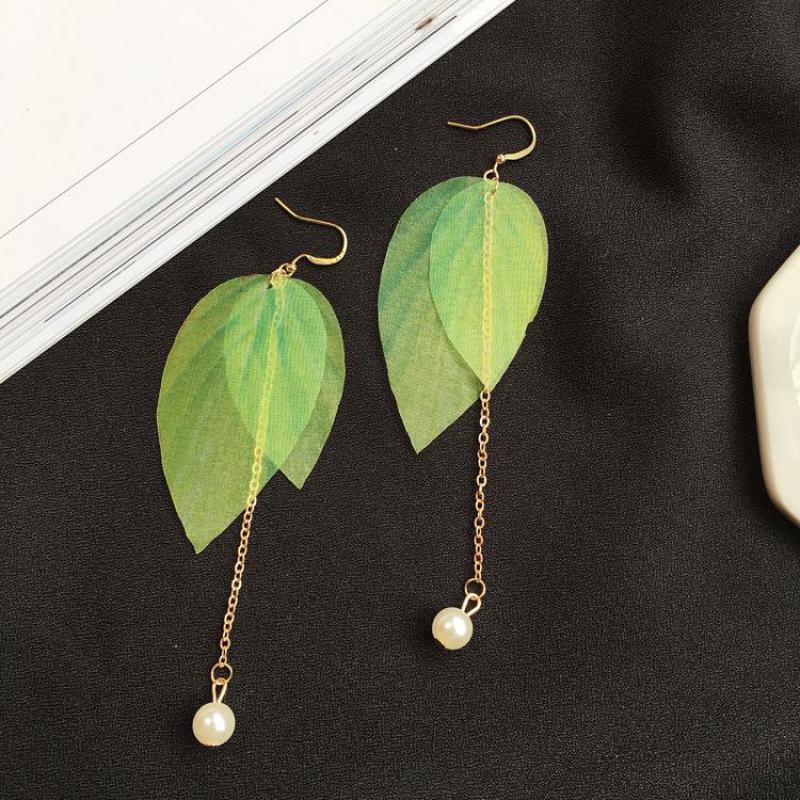 New Hot Embellishment Simple Retro Leaves Green Leaves Earrings,