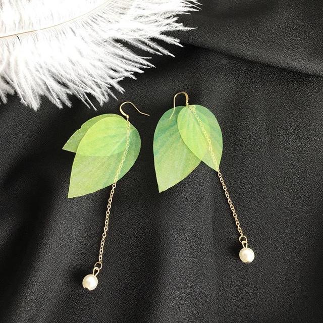 New Hot Embellishment Simple Retro Leaves Green Leaves Earrings,