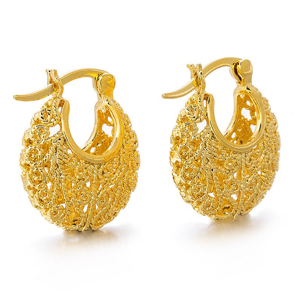 Gold Color Cute Hollow Round  Clip Earrings