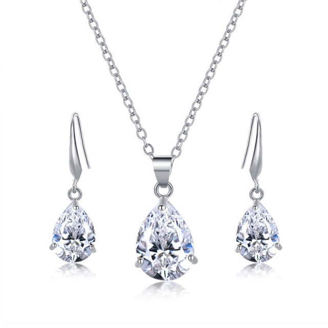 Trendy Cubic zirconia Cubic zirconia Waterdrop Jewelry Set