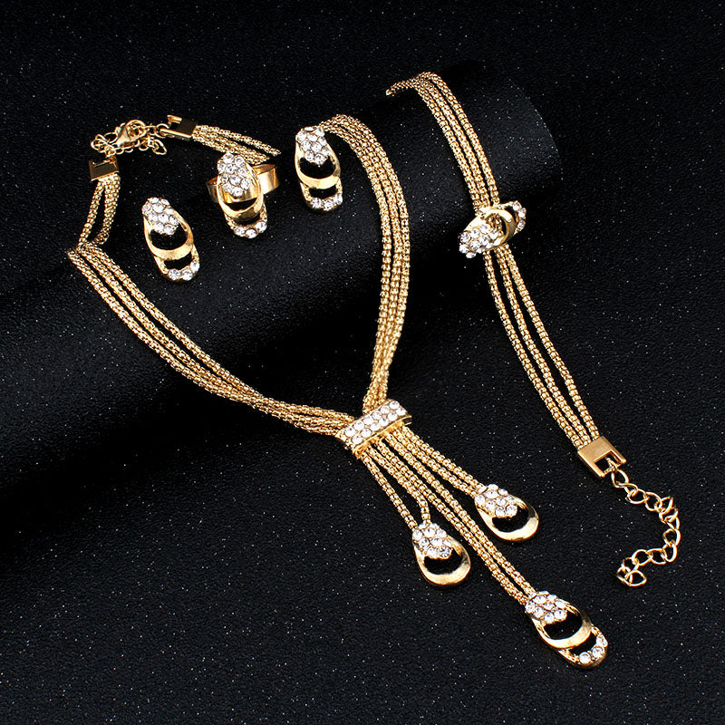 fashion Women Vintage Gold-color Bridal Rhinestone  jewelry set