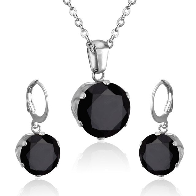 Crystal Pendant Necklace Earring BJewelry Sets
