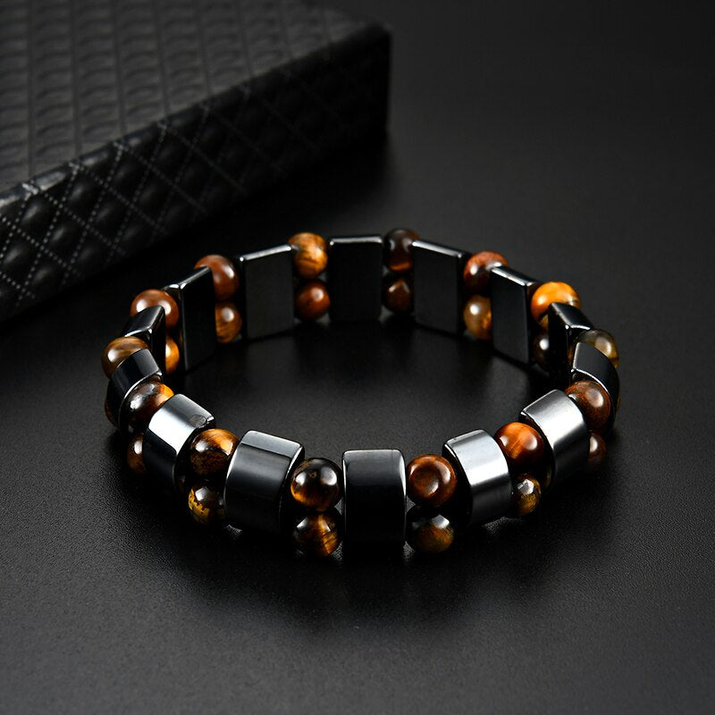 Tiger Eye & Hematite Stone Beads Bracelet
