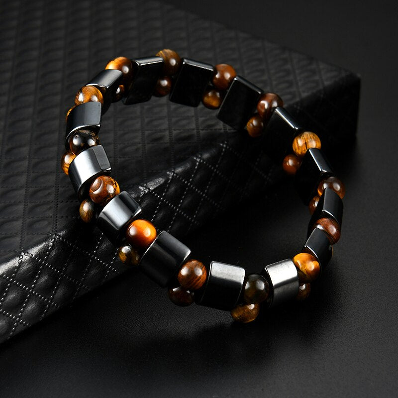 Tiger Eye & Hematite Stone Beads Bracelet