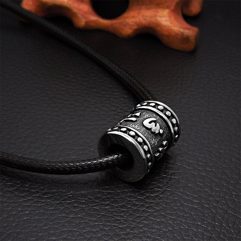 Titanium Steel Buddha OM Cylindrical Pendant