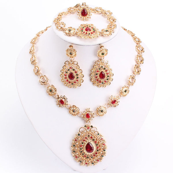 Gold Color Jewelry Set Trendy Necklace Earrings Bracelet Set