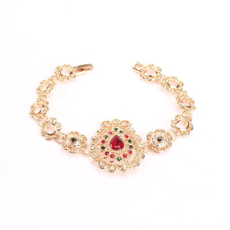 Gold Color Jewelry Set Trendy Necklace Earrings Bracelet Set