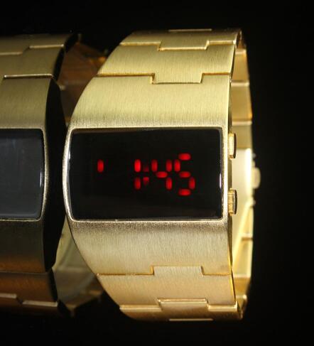 Fashion Iron man Luxury Gold Blue  LED Wrist Watches