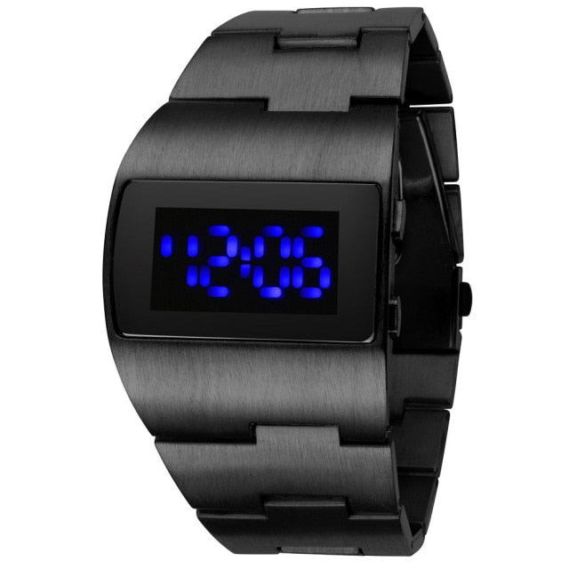 Fashion Iron man Luxury Gold Blue  LED Wrist Watches