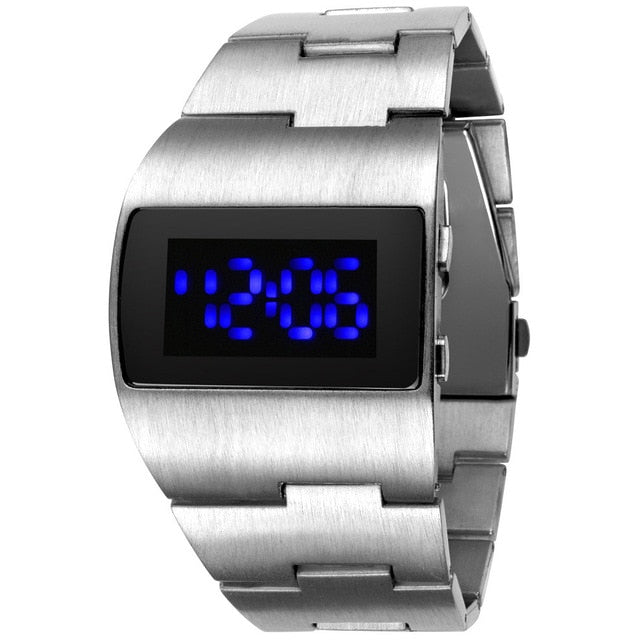 Fashion Iron man Luxury Gold Blue  LED Wrist Watches