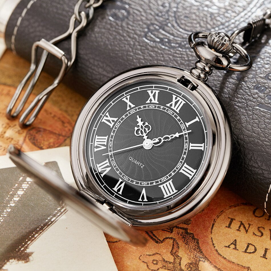 Chain for men Stainless steel Japan Quartz Movt Pocket Watch