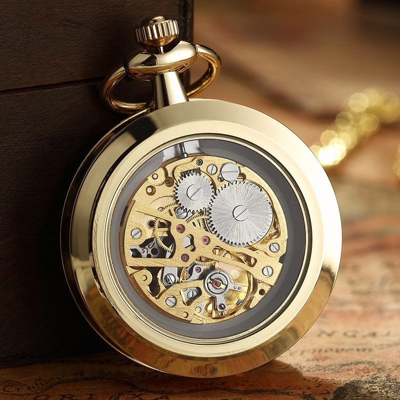 Luxury Antique Skeleton Mechanical  Men Steampunk Mechanical Pocket Watch