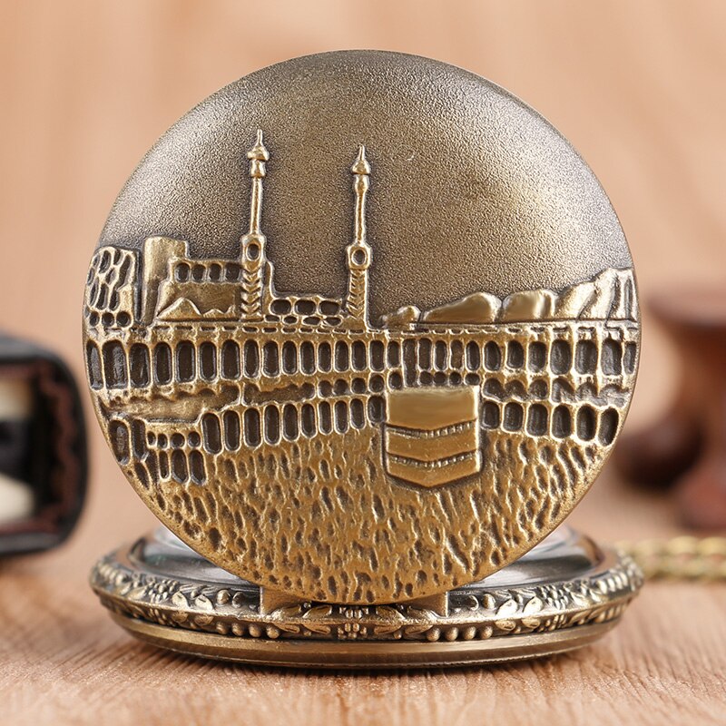 Classic Castle Building Quartz Pocket Watch