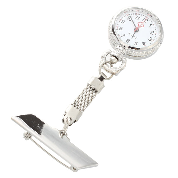 Reloj de enfermera con movimiento de cuarzo y broche