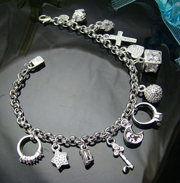 Pulsera chapada en plata de estilo chic de joyería de moda