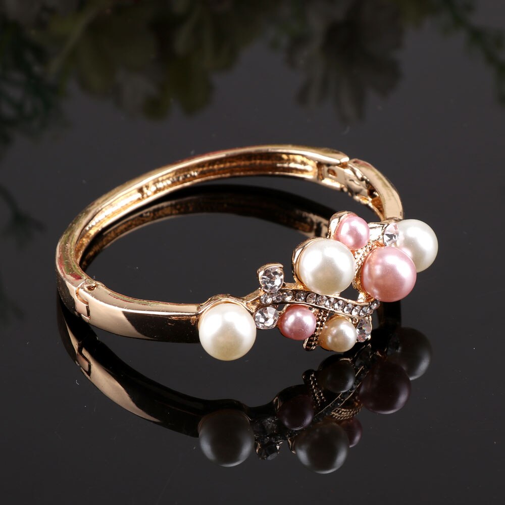 New Arrival Gold color Crystal Colorful Pearl Necklace Jewelry Se