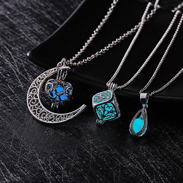 Glow In The Dark Necklace Moon Square Heart Necklaces