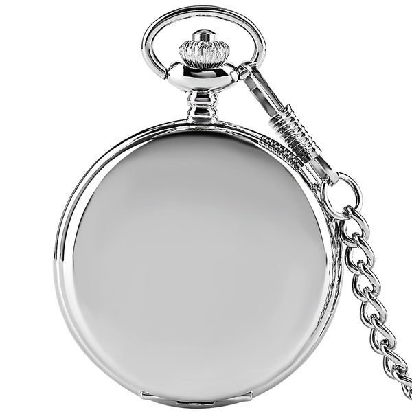 Reloj de bolsillo de cuarzo liso plateado para hombre y mujer.