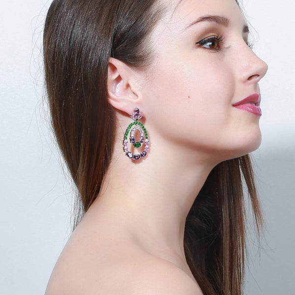 Pendientes largos colgantes grandes vintage para mujer