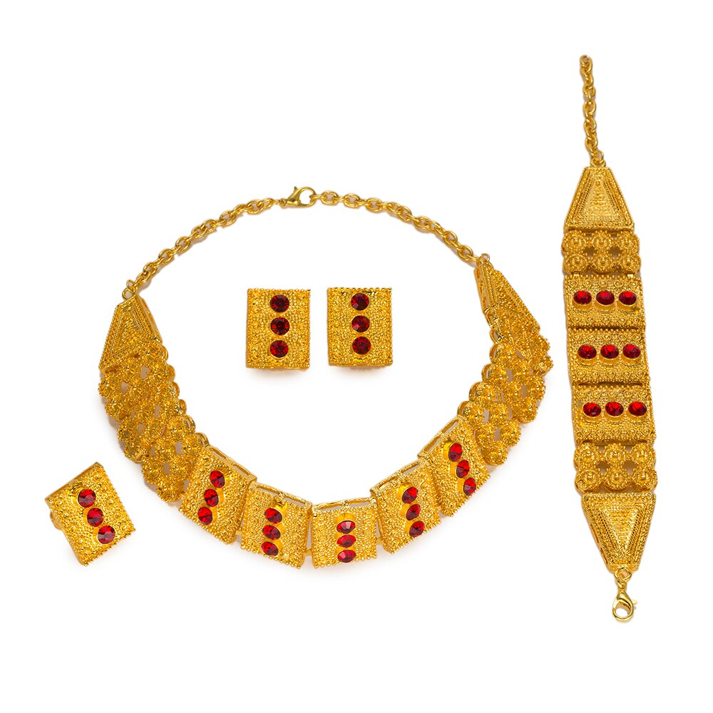 Big Nigeria Women Dubai Gold color jewelry set