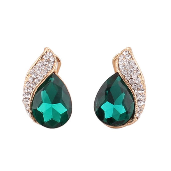 High-grade Rhinestone Crystal Tear Drop Shape Clip on Earrings Non Piercing