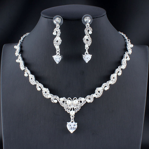 Glamour women wedding dresses accessories zircon necklace earrings set
